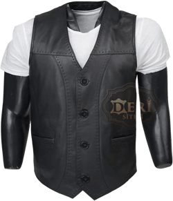 Black Leather Vest for Men - High Quality Handmade Vest for Anniversary Gift - 100% Real Leather Sheepskin Vest - Leather Waistcoat for Men