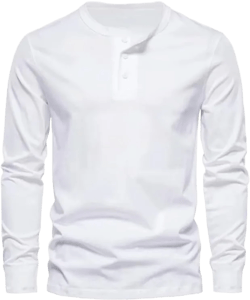 Men's Henley Shirts Long Sleeve Fashion Slim Fit Basic Button Tee Shirts Lightweight Casual Pullover Tops X-Large White