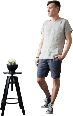 Classic Linen Shorts Men - Graphite Lightweight Bermuda Shorts - Summer Casual Linen Wear, Breathable, Eco-Friendly
