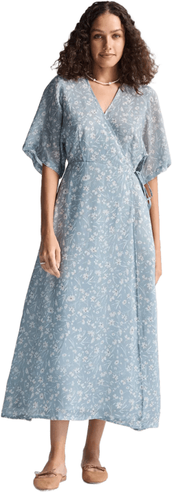 Reistor® Maxi Wrap Dress in Light Blue Florals