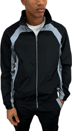 Nylon Track Jacket - Black/Pale Blue
