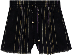 Striped trousers with frayed hem