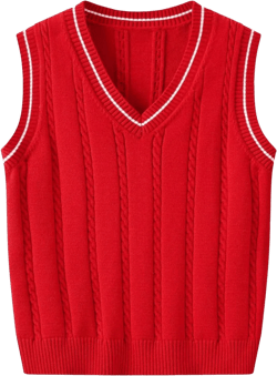 Boys Girls Sleeveless V Neck Plaid Sweater Vest Y2K Preppy Style Loose Knitted Casual School Sweaters Tank Top Clothes Red 10-11 Years