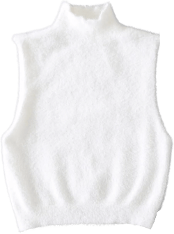 Verdusa Women's Mock Neck Sleeveless Fuzzy Knit Crop Tank Top Sweater Vest Medium White