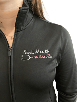 Personalized nurse jacket, full zip jacket with pockets, custom gift for nurse,  BSN, RN, LPN, cma aprn, nursing student graduation