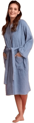 LUXURIOUS TURKISH BATHROBES Cotton Light Blue Terry Kimono Robe for Women, Lounging, Anniversary Gift for Wife, Hospital Terry Robes, 4020