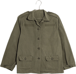 Vintage Olive Green Cotton Ripstop Shirt Jacket | Ladies Army Jacket | Two Pocket | XXS XS S |