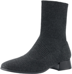CUSHIONAIRE Women's Russel Knit Ankle Boot with Block Heel +Memory Foam GRAY 8.5
