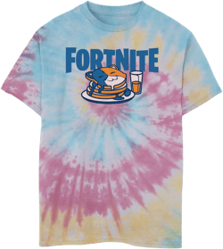 Boy's Fortnite Meowscles Pancakes  T-Shirt - Blue/Pink/Light Yellow - Medium