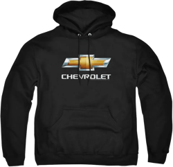 Chevrolet Chevy Bowtie Stacked Unisex Adult Pull-Over Heather Hoodie, Large, Black