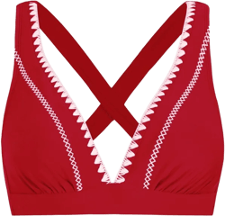 Women's Chic Crochet Trim Strappy Self Tie Back Bikini Top - Cupshe-XL-Red