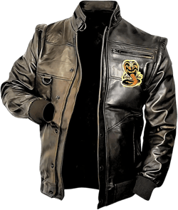 Johnny Lawrence Red Karate Kid Cobra Kobra Kai Men Leather or Faux Leather Bomber Jacket 4X-Large Black