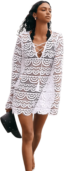 PQ Swim Noah Sheer Lace Tunic Mini Dress