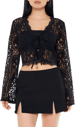Lace Tie-Front Crop Top