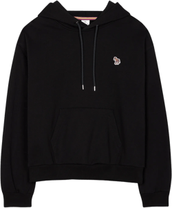 Women's Black Cotton Zebra Logo Hoodie