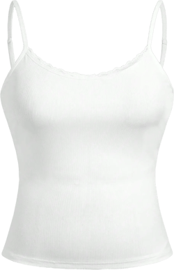 SHEIN EZwear Women's Basic V-Neck Lace Trim Adjustable Spaghetti Strap Stretchy Knit Camisole Top