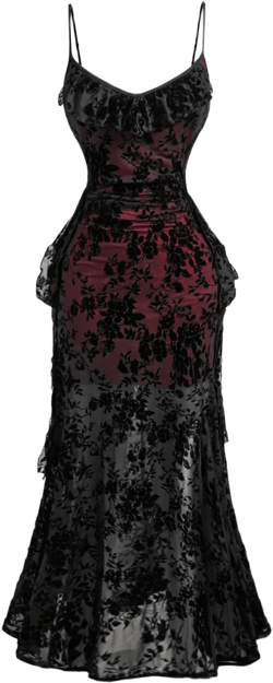 SHEIN MOD Plus Size Red & Black Velvet Slit Fitted Midi Dress,Fall/Winter Women Dresses,Christmas,Going Out ,Renaissance,Elegant ,Vintage, Women Dresses,Work,Business Casual Women,Birthday Women Outfits,Brunch,Beach Dresses,Graphics Dresses,Homecoming Dresses,Bridesmaid Dress,Long Black Dress,Evening Dress