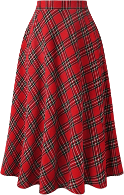 SHEIN CURVE+ Women Classic Red Plaid Mid-Length A-Line Skirt, Versatile And Slimming Maxi Women Outfit