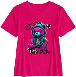 SHEIN Slayr Plus Size Women's Teddy Bear T-Shirt - Making Fun Lemonade Out Of Lemons Shirt | Colorful Drip Artistic Tee | Vibrant Graphic T-Shirt | Unisex Abstract Design | Vibrant Playful Bear Top Graphic Tees Women Tops