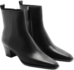 Leather ankle boots with block heel