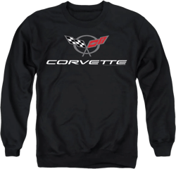 Chevrolet Corvette Modern Emblem Adult Crewneck Sweatshirt, Black, Small