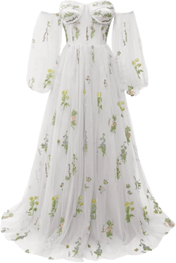 Tulle Prom Dresses Flower Embroidery A-Line Long Evening Party Gowns for Women Formal 2025 18 Plus B-white