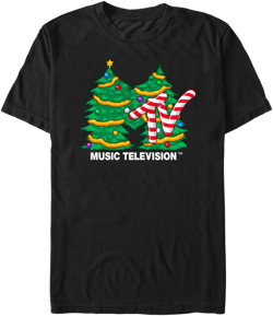 Men's MTV Christmas Tree Logo T-Shirt - Black - Large