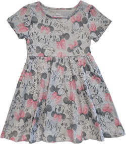 Girl's Minnie Mouse Pink Bow Allover Print  Dress