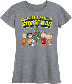 Women's Peanuts A Charlie Brown Christmas Short Sleeve Graphic T-Shirt - Heather Grey - Medium