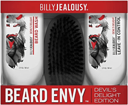 Billy Jealousy Beard Envy Facial Hair Refining Kit with Beard Wash Facial Hair Control and Boar Bristle Brush for Clean, Hydrated, Soft, Tamed Unruly Mane Devil's Delight