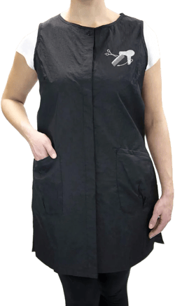 CHARLENE Long Snap Stylist Vest with Zipper Pockets (4XL, Black w/DSS Logo) 4X-Large Black W/ Ds Logo