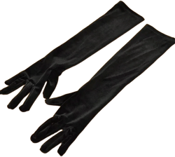 1pair Vintage Long Velvet Gloves For Women, Black, Keep Warm For Formal Dress, Gala, Party In Autumn & Winter