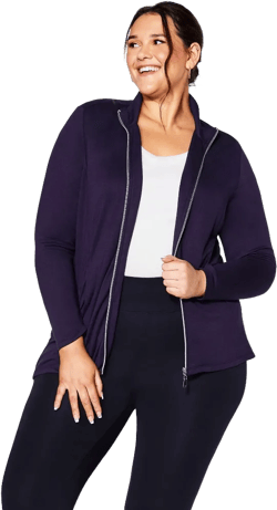 Avenue Women's Plus Size Zip Swing Jacket - 14, Navy