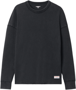 Long-sleeve Tee In Waffle-knit Cotton Stretch