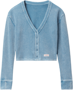 Cardigan In Waffle-knit Cotton Stretch