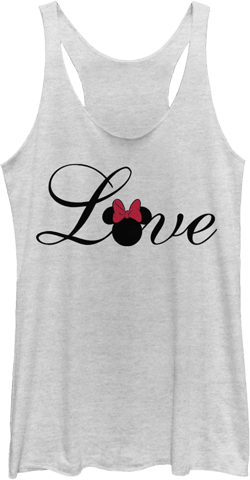 Disney Classic Mickey Minnie Love Script Women's Racerback Tank Top Small White Heather