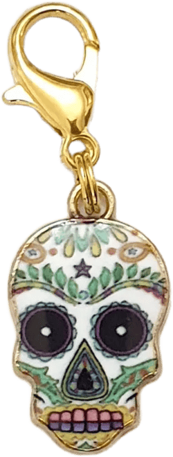 Skull Charm, Calaveras Skull Charm, Sugar Skull Clip, Stitch Marker, Notebook Charm, Diary Charm, Purse Accessories, Purse Charm, UK Shop