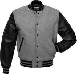 Men's Classic Varsity Letterman Jackets Genuine Leather Sleeve | Wool Blend Baseball College Jacket 3X-Large Grey Black