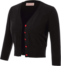 Belle Poque Women's Black Crop Cardigan 3/4 Sleeve V Neck Cardigan Sweaters Dressy Casual Knitted Cardigan Shrug