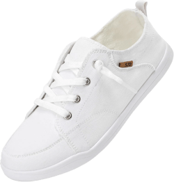 STQ Slip on Sneakers for Women Casual Canvas Shoes Machine Washable 8 White