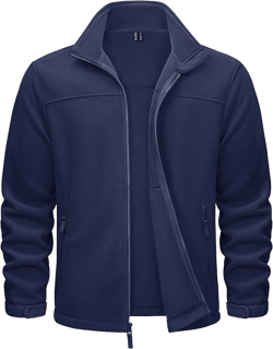 TACVASEN Men's Polar Fleece Jackets Lightweight Soft Winter Thermal Coats Outdoor Windproof Zip Up Jacket with Pockets Navy X-Large