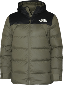 The North Face Men's UX Down Hooded Puffer Jacket Parka (Medium, Tnf Black/New Taupe Green)