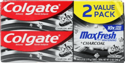 Colgate Max Fresh Toothpaste + Charcoal, Charcoal Mint (6 Ounce, Pack of 2) 6 Ounce (Pack of 2)
