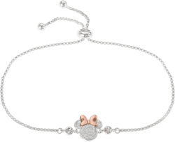 Disney Minnie Mouse Bracelet with Glitter Pendant and Crystals, Silver Flash-Plated Bracelet for Women Official License: Clothing, Shoes & Jewelry