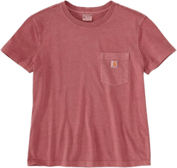 Carhartt Relaxed Fit Midweight Short Sleeve Garment Dye Pocket T-Shirt for Women - Pure Cotton Construction Medium Apple Butter
