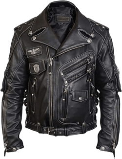 Men's Genuine Cowhide Top Grain Premium Heavyweight Biker Leather Jacket | HD Motorcycle Black Leather Jacket | Size Xs - 4xL 4X-Large Black