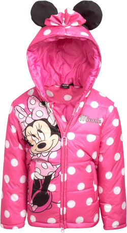 Disney Lilo & Stitch Girls Puffer Jacket - Quilted Zip Up Winter Jacket with Hood - Cute Graphic Jackets for Toddlers & Girls Minnie Pink 4T