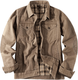 Men’s Plaid Denim Jackets Button Down Jean Coat Casual Long Sleeve Vintage Trucker Jackets Outwear Brown X-Large