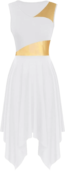 Praise Dance Overlay Tunics Women Sleeveless Liturgical Church Dance Dress Irregular Flowy Lyrical Dancewear Small 039 White
