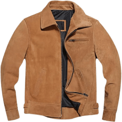 Geniune Brown suede Real Cowhide Western style leather Truker jacket man Burning festival Cold Weather XX-Large Brown